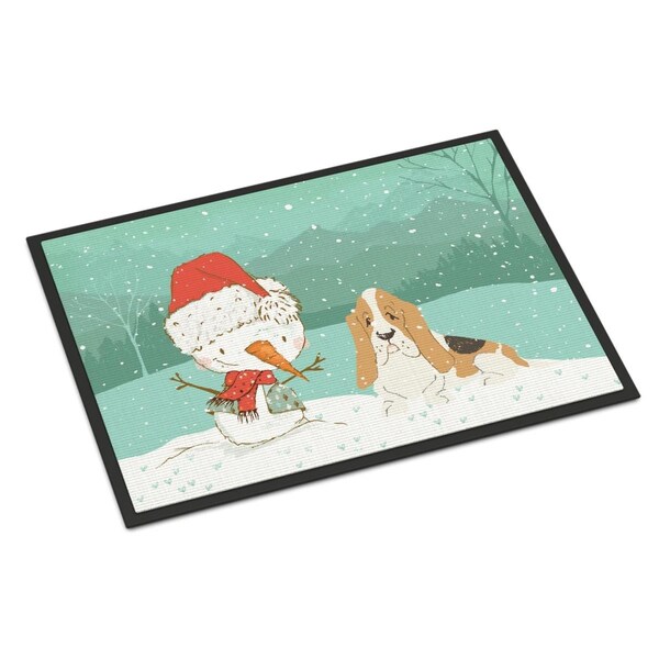Carolines Treasures 18 x 27 in. Basset Hound Snowman Christmas Indoor or Outdoor Mat CK2051MAT - main